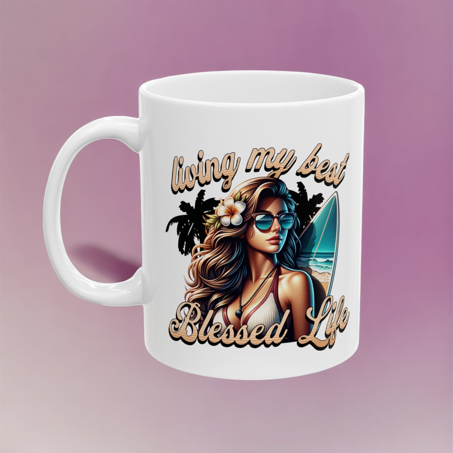 Living my best blessed life ceramic mug 11oz